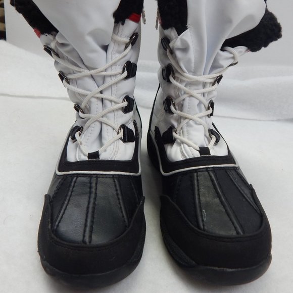 Totes Womens Black and White Snow Boots Lace Up Size 7M - Picture 5 of 14